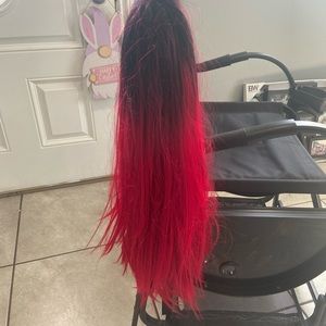 22” Black & Red Ombré Wig
